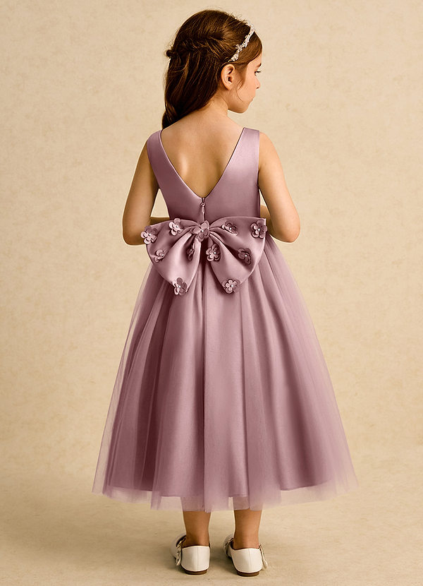Azazie Malva Blumenkinder Kleider Ballkleid Schleifen Tüll Kleid Altrosa image1