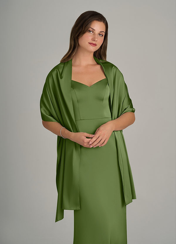 front Azazie Matching Color Ireland Stretch Satin Shawl