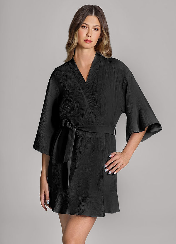 front Matching Color Ruffled Cloud-Soft Robe