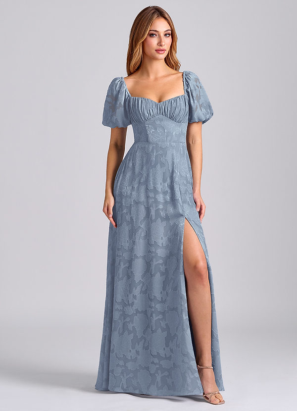 Azazie Mirian Bruidsmeisjes Jurken Jurk van Bloemen Burn-out met A-Lijn Sweetheart Halslijn Stoffig Blauw image1