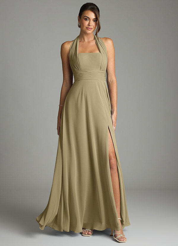 Azazie Tamira Suknie dla druhen Linia A Pofałdowany Szyfon Do ziemi Sukienka image1