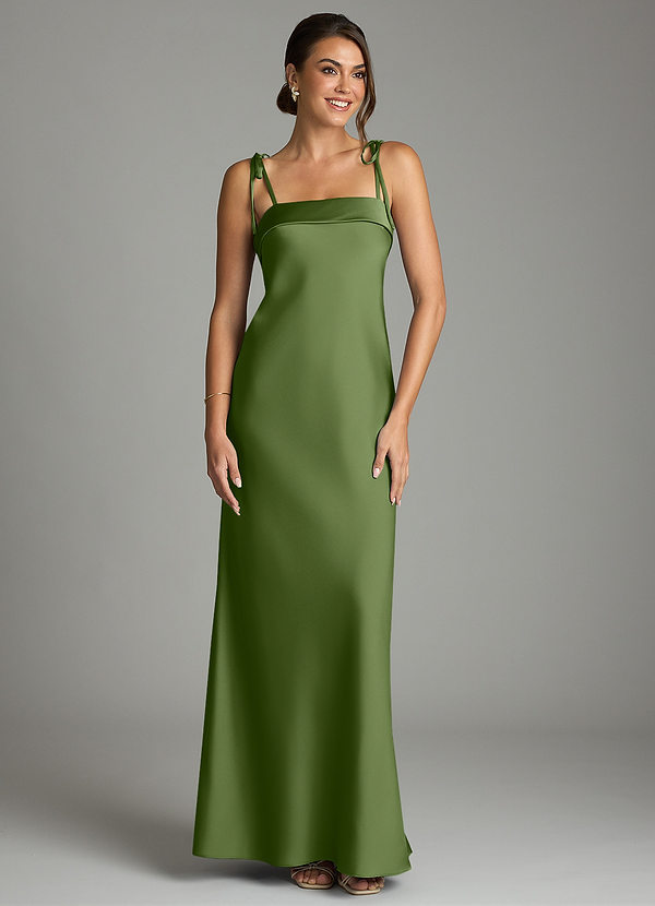 Azazie Ellia Bridesmaid Dresses Juniper Sheath Bow Stretch Satin Dress image1