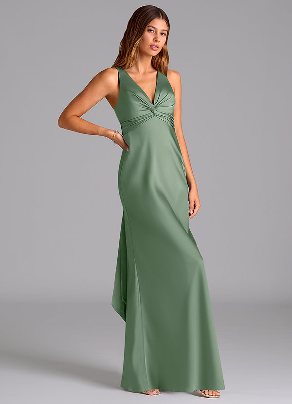 Azazie Hati Brudtärneklänningar Klä av Sjöjungfru i Stretch Satin Matcha image1