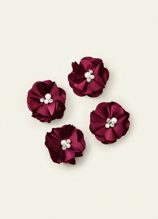 front Four-Piece Matching Color Stretch Satin Hair Clip Set