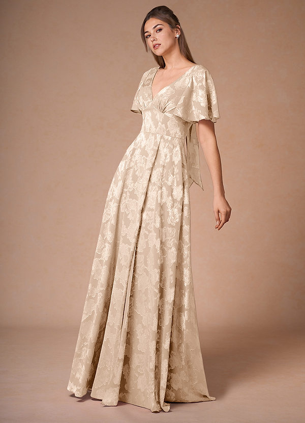Sasha Cream A-Line Maxi Dress | Azazie