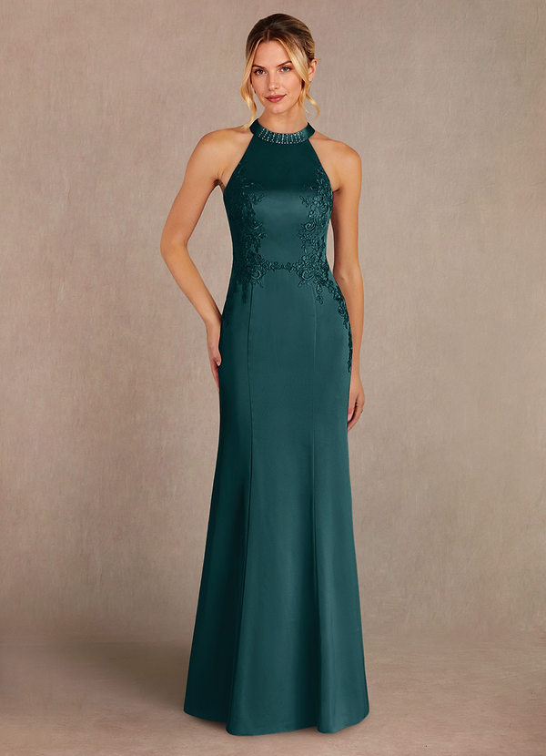 Azazie Tyra Brautmutterkleider Meerjungfrau-Linie Spitze Stretch-Satin Kleid Kiefer image1