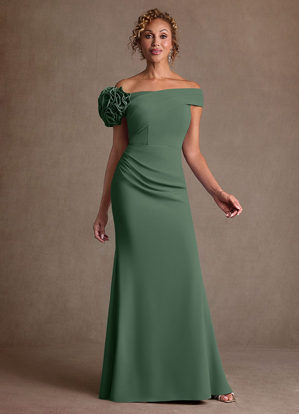 Azazie Gwynne Vestidos de Madre de la Novia Vestido de Eucalipto de Crepé elástico de Corte Sirena con Vestidos sin tirantes image1