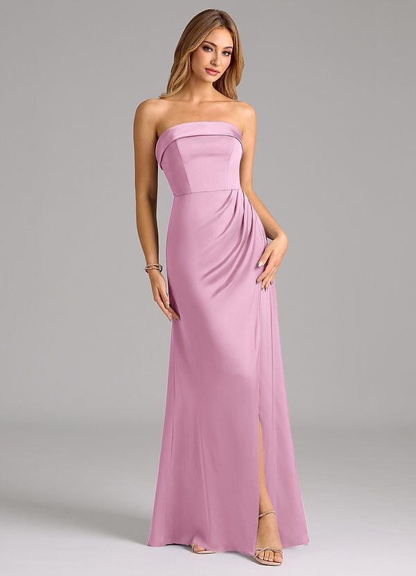 Azazie Aretha Bridesmaid Dresses Candy Pink A-Line Strapless Stretch Satin Convertible Dress image1