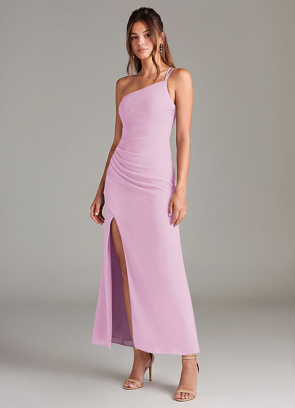 Azazie Eren Brautjungfernkleider Meerjungfrau-Linie One-Shoulder Chiffon Kleid Bonbonrosa image1