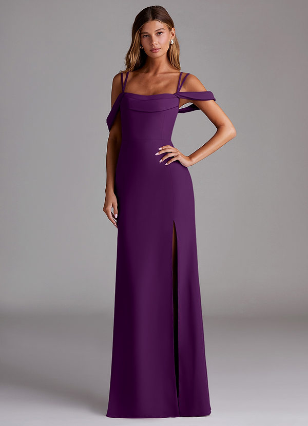 Azazie Callan Bridesmaid Dresses Grape Mermaid Pleated Chiffon Convertible Dress image1