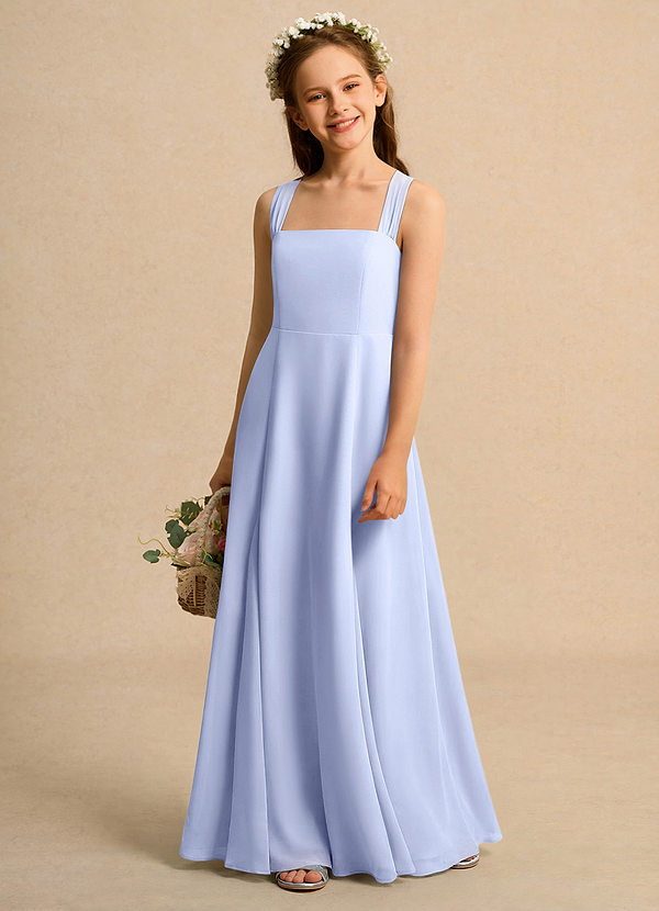 Azazie Tater Junior Formal Vestidos de Niña de Flores Vestido de Hielo de Gasa de Corte En A con Plisado image1