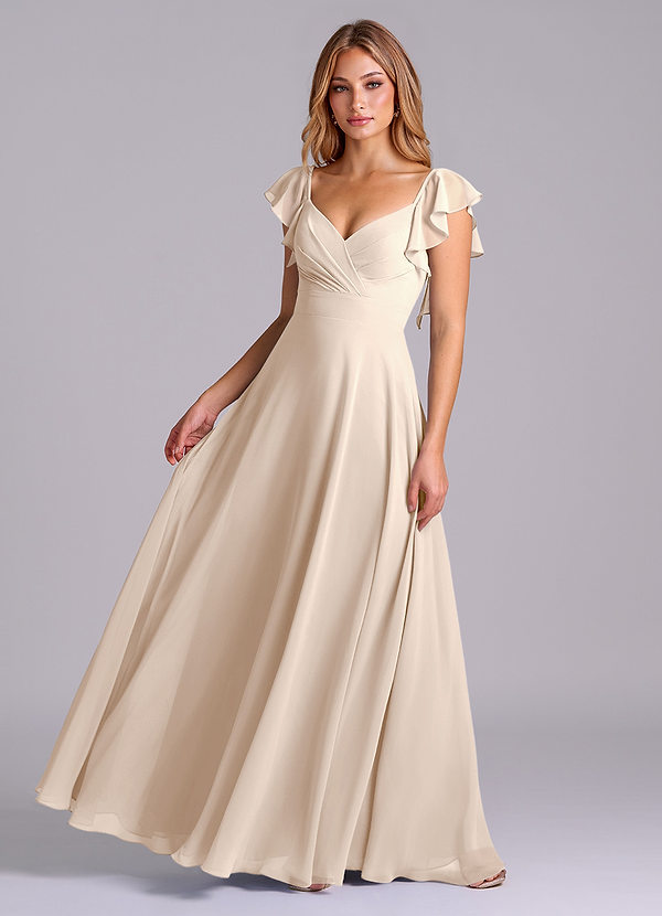 Azazie Leilani Bridesmaid Dresses White Alabaster A-Line Pleated Chiffon Dress image1
