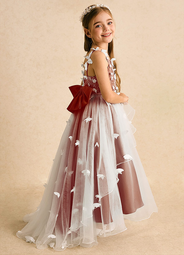 Azazie Darlina Robes de Fillette d'Honneur Robe Princesse en Tulle Dentelle Ivoire Paprika image1
