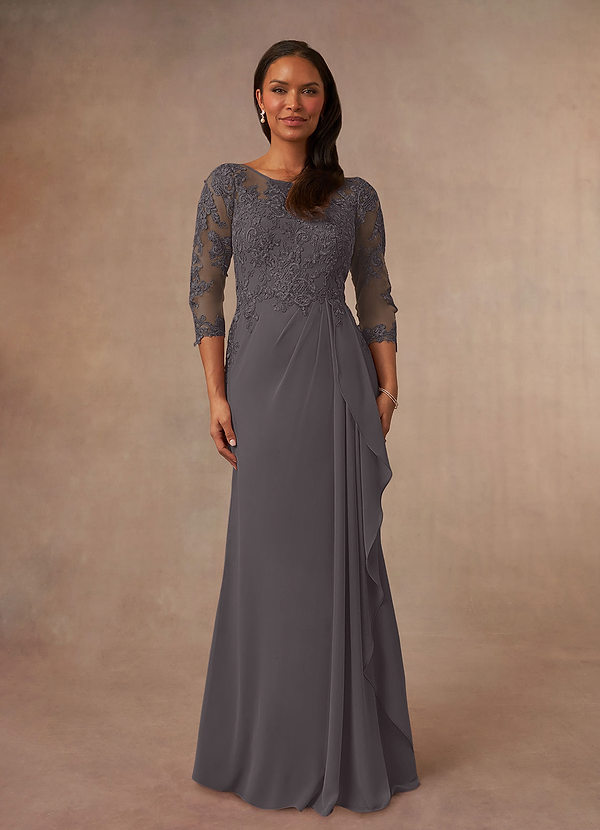 Azazie Calanthe Mother of the Brides Dresses Steel Grey A-Line Scoop Chiffon Dress image1