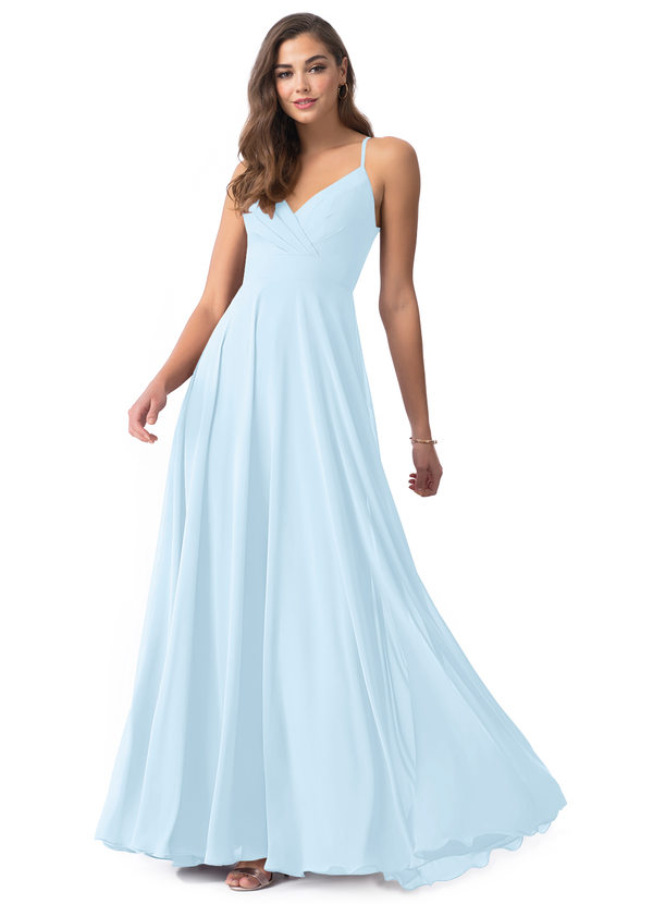 Azazie Avelina Bridesmaid Dresses A-Line V-Neck Pleated Chiffon Floor-Length Dress image1