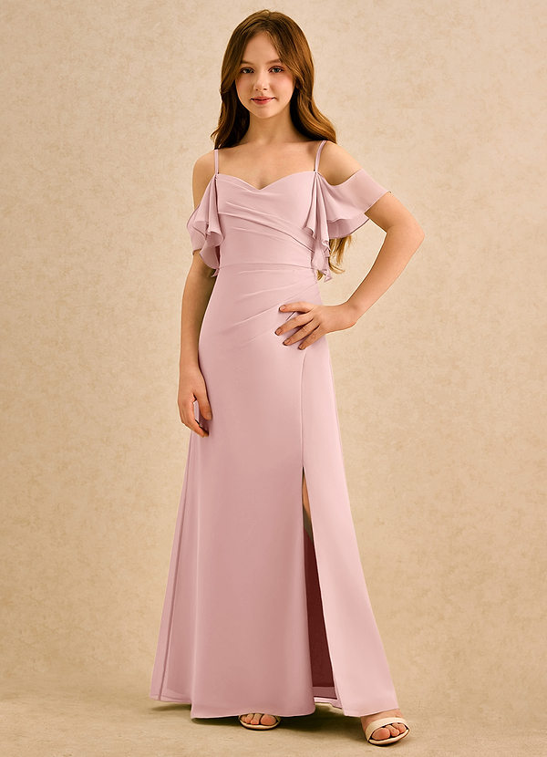 Pippy Girls Formal Flower Girl Dresses Powder Pink A-Line Sweetheart Neckline Chiffon Dress image1
