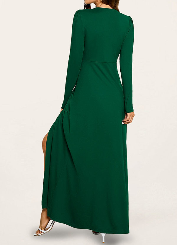 back Olivet Dark Emerald Long Sleeve Maxi Dress