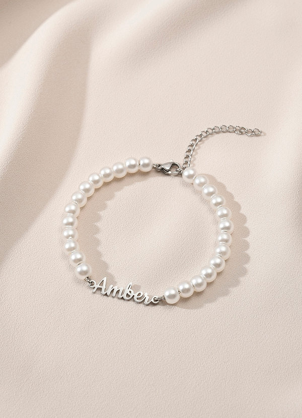 Personalized Name Pearl Bracelet front