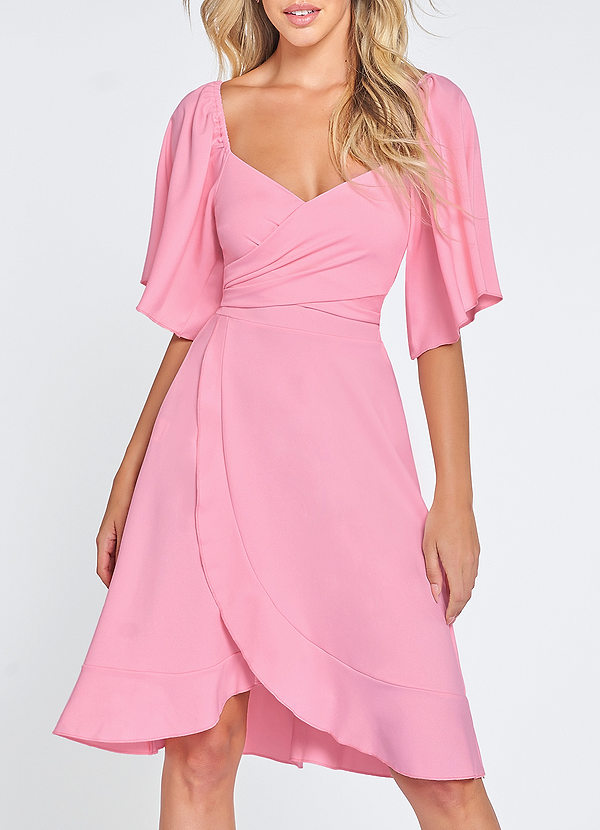 front Ways Of The Heart Pink Flutter Sleeve Mini Dress
