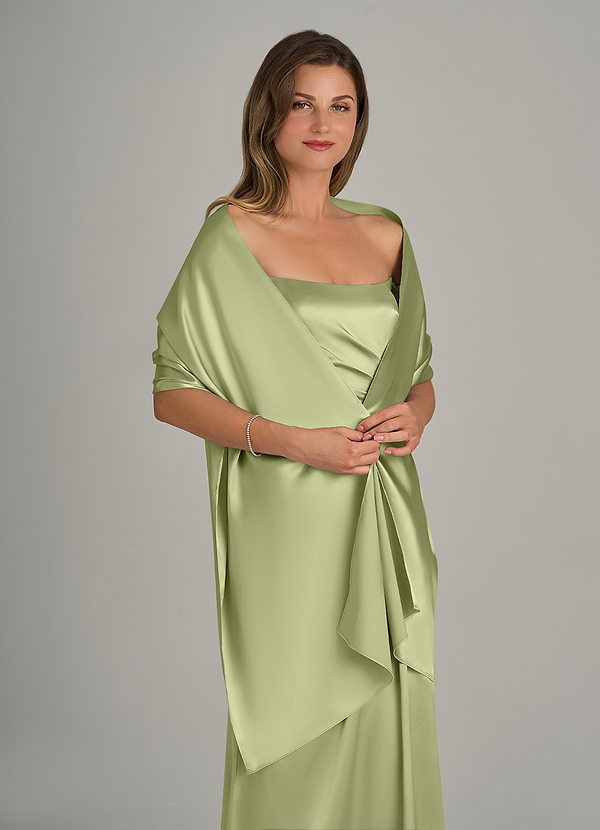 front Azazie Matching Color Ireland Metallic Satin Shawl