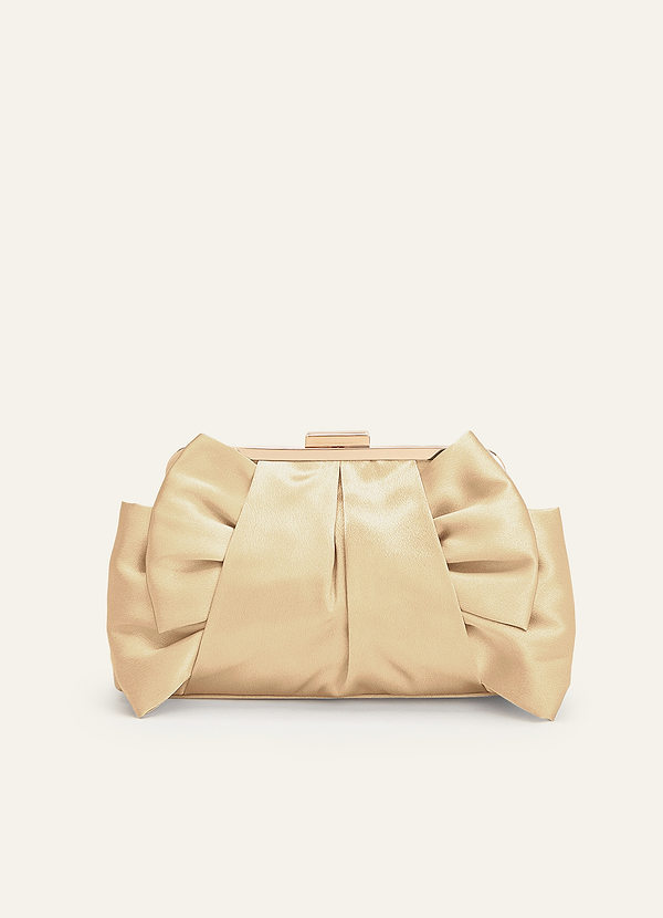 front Bolso de mano adornado con lazo de satén metalizado del mismo color
