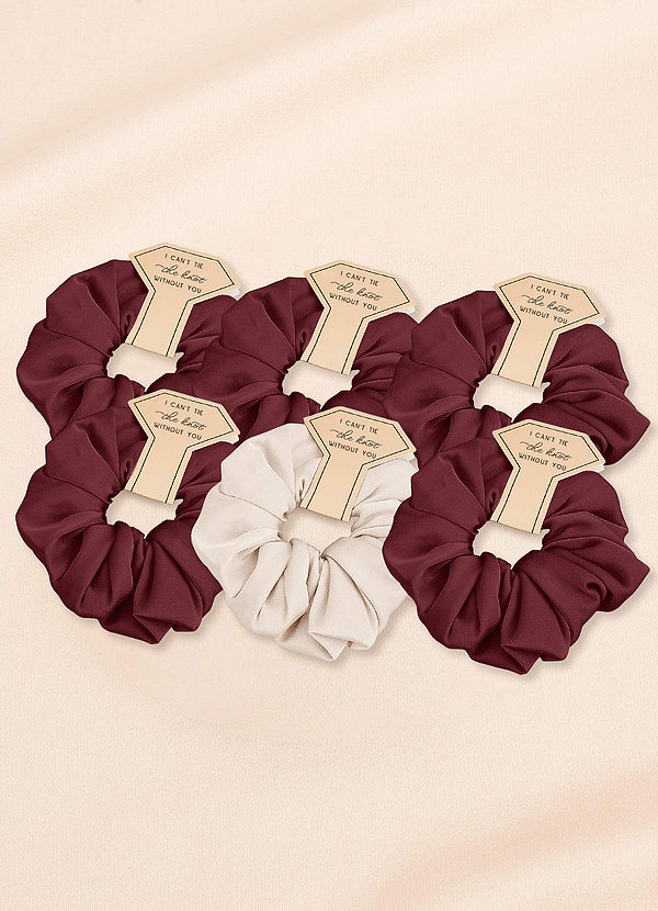 front Matching Color Mixed Color Bridesmaid Stretch Satin Over Size Scrunchie Set