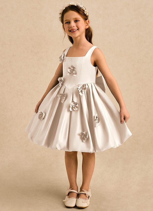 Azazie Lillian Vestidos de arras Vestido Alabastro Blanco de Satin Mate de Vestido de princesa con Plisado image1