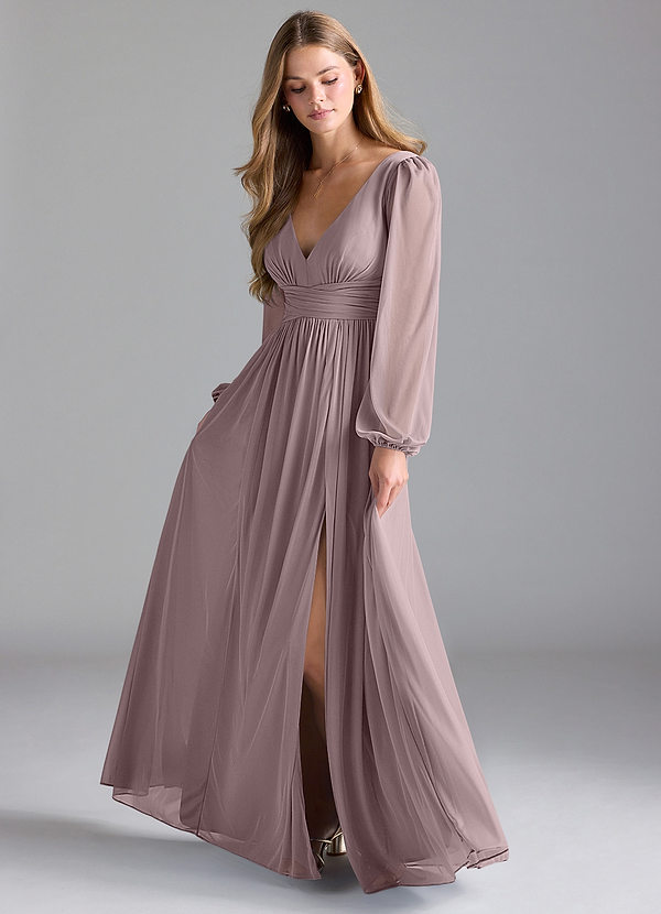 Azazie Norah Bridesmaid Dresses Dusk A-Line Mesh Dress image1