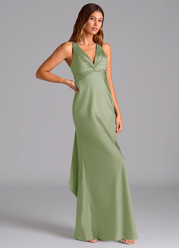 Azazie Hati Brudtärneklänningar Klä av Sjöjungfru i Stretch Satin Dusty Sage image1