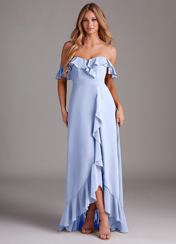 Azazie Lyra Bridesmaid Dresses Ice A-Line Chiffon Convertible Dress image1