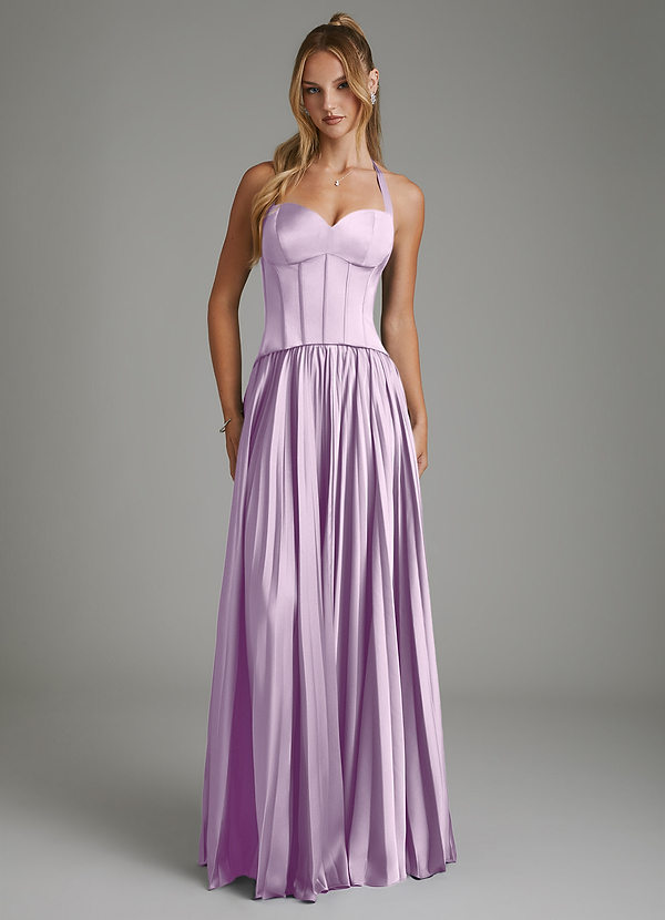Piper Bridesmaid Dresses Frosted Lilac A-Line Corset Stretch Satin Dress image1