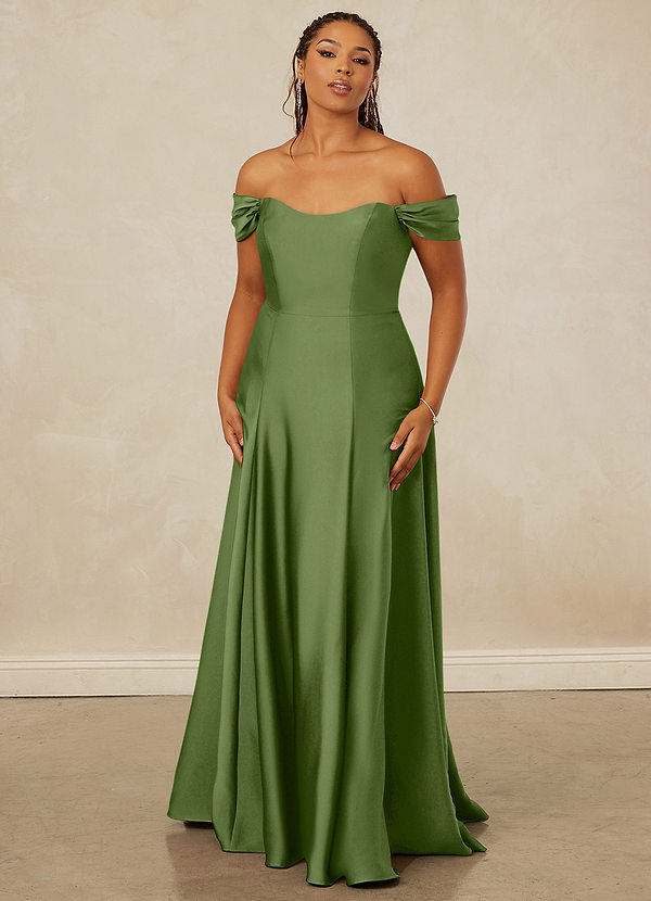 Christian Siriano Bridal for Azazie 1002 Bridesmaid Dresses Juniper A-Line Off the Shoulder Stretch Satin Convertible Dress image1