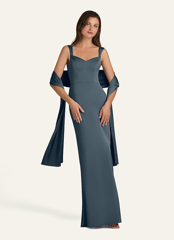 front Azazie Chal De Satén Elástico A Juego