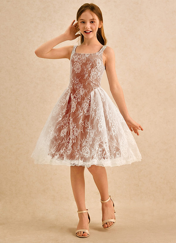 Azazie Cubbie Girls Formal Flower Girl Dresses Paprika A-Line Lace Dress image1