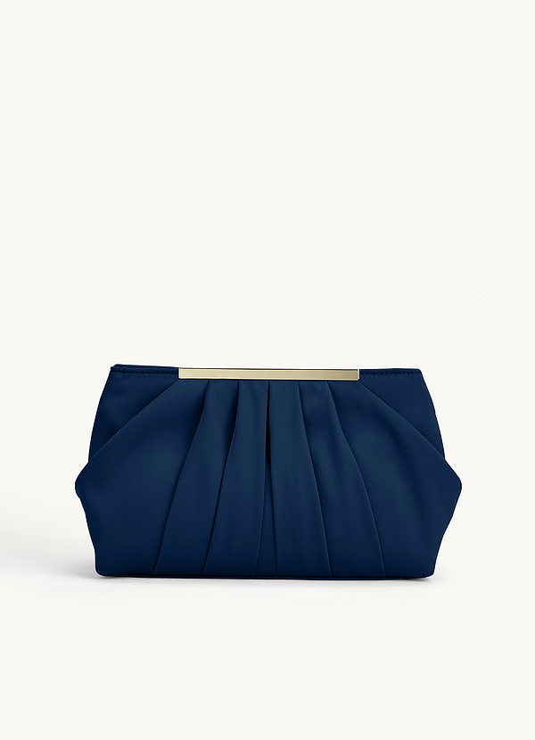 front Farblich passende Clutch aus Stretch-Satin mit Plissee