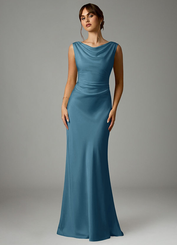 Azazie Kieryn Bridesmaid Dresses Bermuda Mermaid Pleated Stretch Satin Dress image1