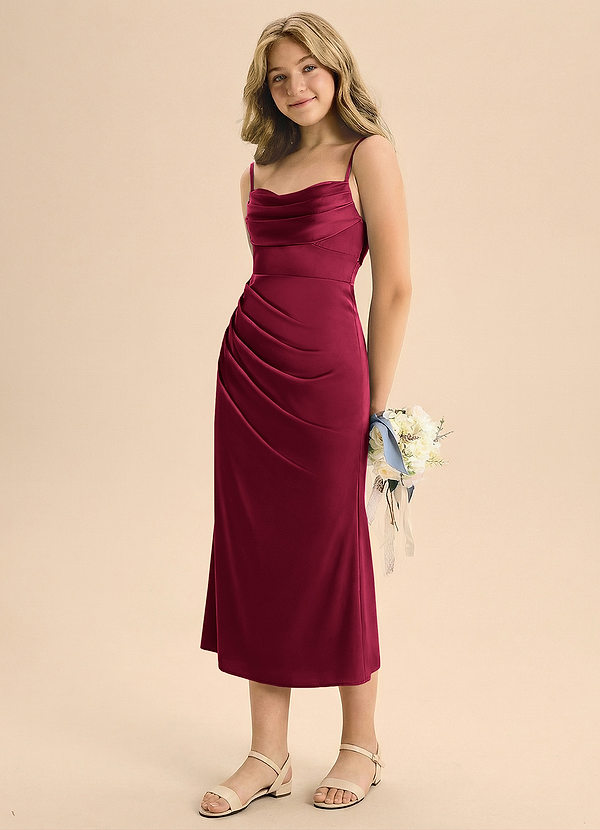 Azazie Mai Junior Klä av Tubklänning i Stretch Satin Plisserad image1