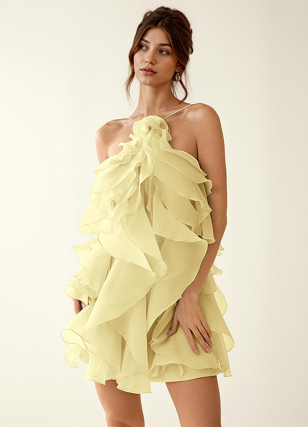 Oliamagn Yellow Ruffles Tulle Mini Dress image1