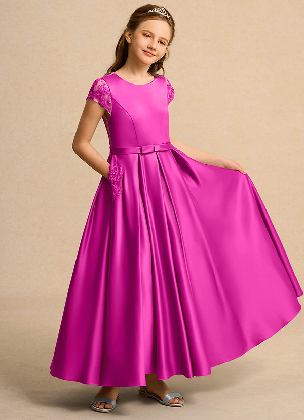 Azazie Bunny Girl Vestidos de Niña de Flores Vestido de Fucsia de Encaje de Princesa image1