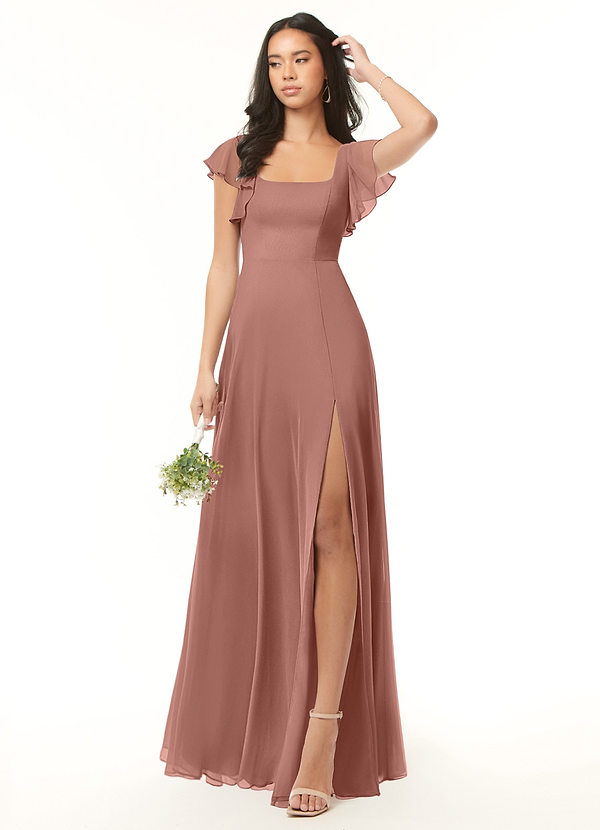 Azazie Bondi Bridesmaid Dresses Cedar Rose A-Line Ruffled Chiffon Dress image1