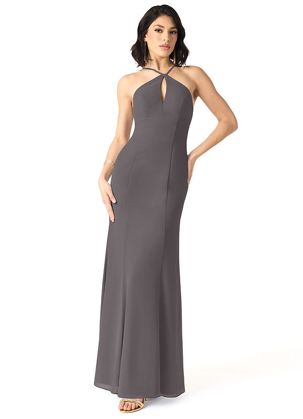 Azazie Livy Bridesmaid Dresses Steel Grey Mermaid Chiffon Dress image1