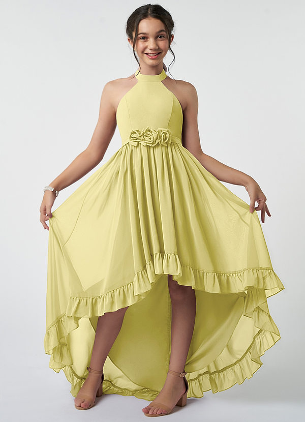 Azazie Hermione Junior Robe Trapèze en Mousseline de soie Sorbet Citron image1