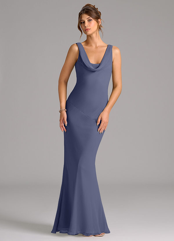 Azazie Rylina Bridesmaid Dresses Stormy Mermaid Pleated Chiffon Dress image1