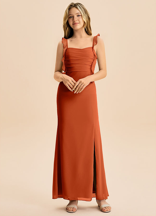 Azazie Jessamine Junior Burnt Orange Mermaid Sweetheart Neckline Chiffon Dress image1