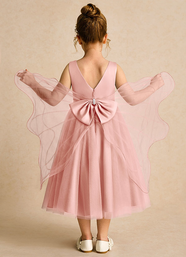 Azazie Pear Abiti da Ragazza di Fiori Abito Principessa in Tulle Fiocco Rosetta image1