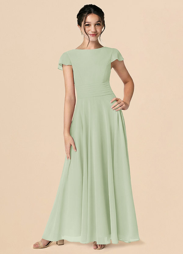 Azazie Payton Jurk van Chiffon met A-Lijn Boog Stoffige Salie image1