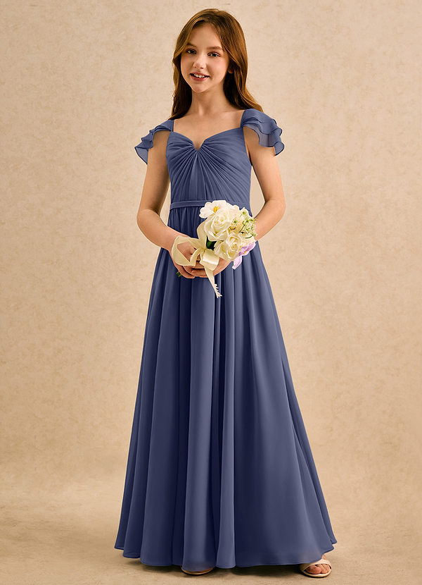 Azazie Meimei Girls Formal Vestidos de Niña de Flores Vestido de Tormenta de Gasa de Corte en A con Plisado image1