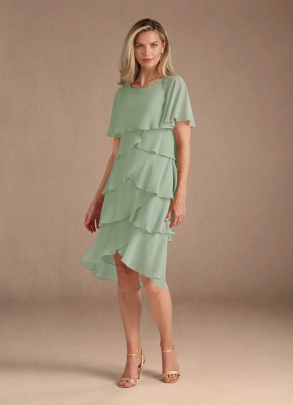 Azazie Rita Mother of the Brides Dresses Dusty Sage A-Line Scoop Beaded Chiffon Dress image1