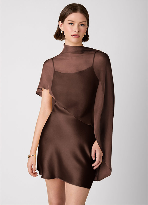 Crystle Espresso 100% Washable Silk Mini Dress image1