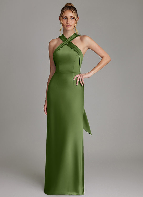 Azazie June Bridesmaid Dresses Juniper Sheath Stretch Satin Dress image1